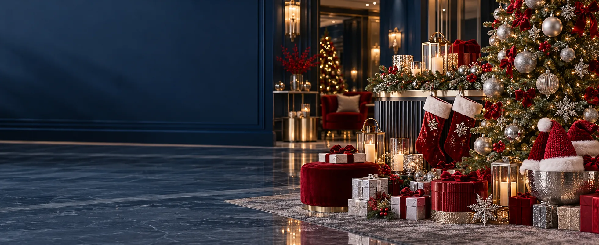 holiday decoration arranged in a luxury fragrance studio